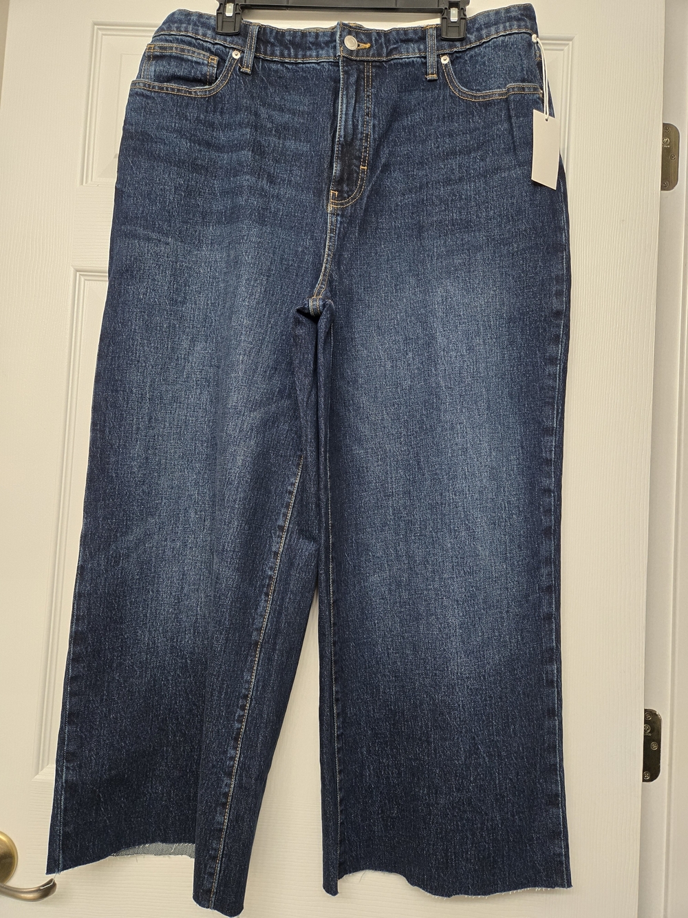 Women's Blue High Rise Wide-Leg Crop Jeans